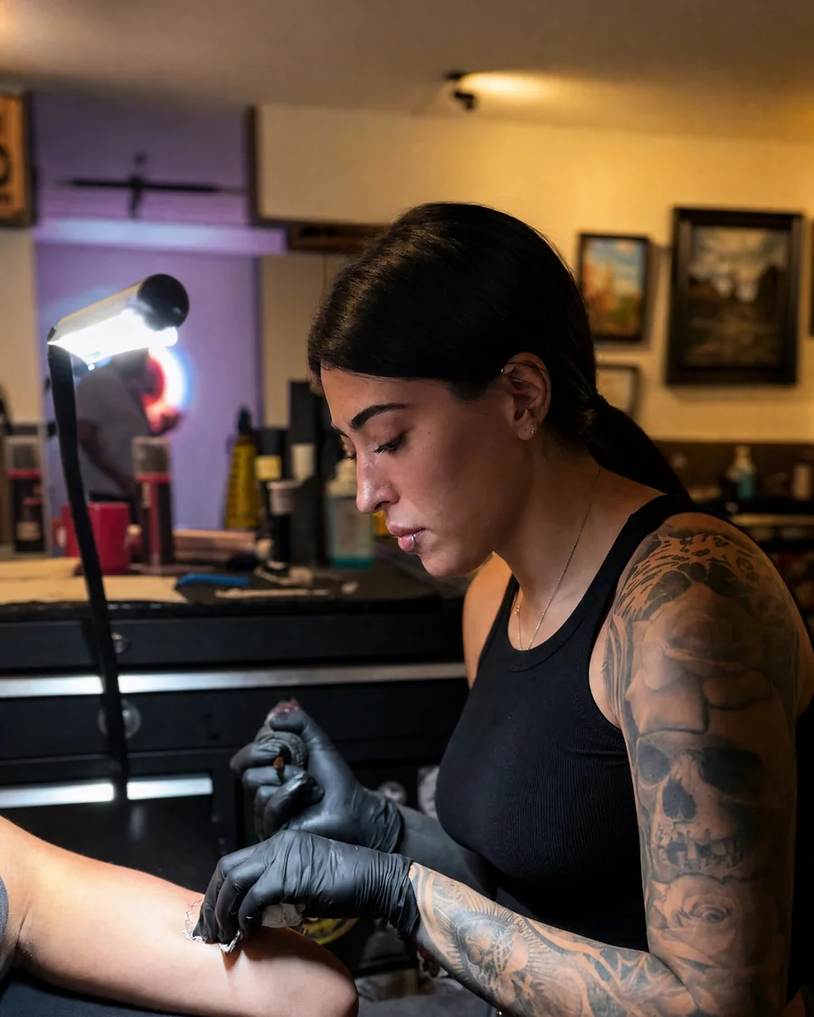 Sophia at work at Motorink